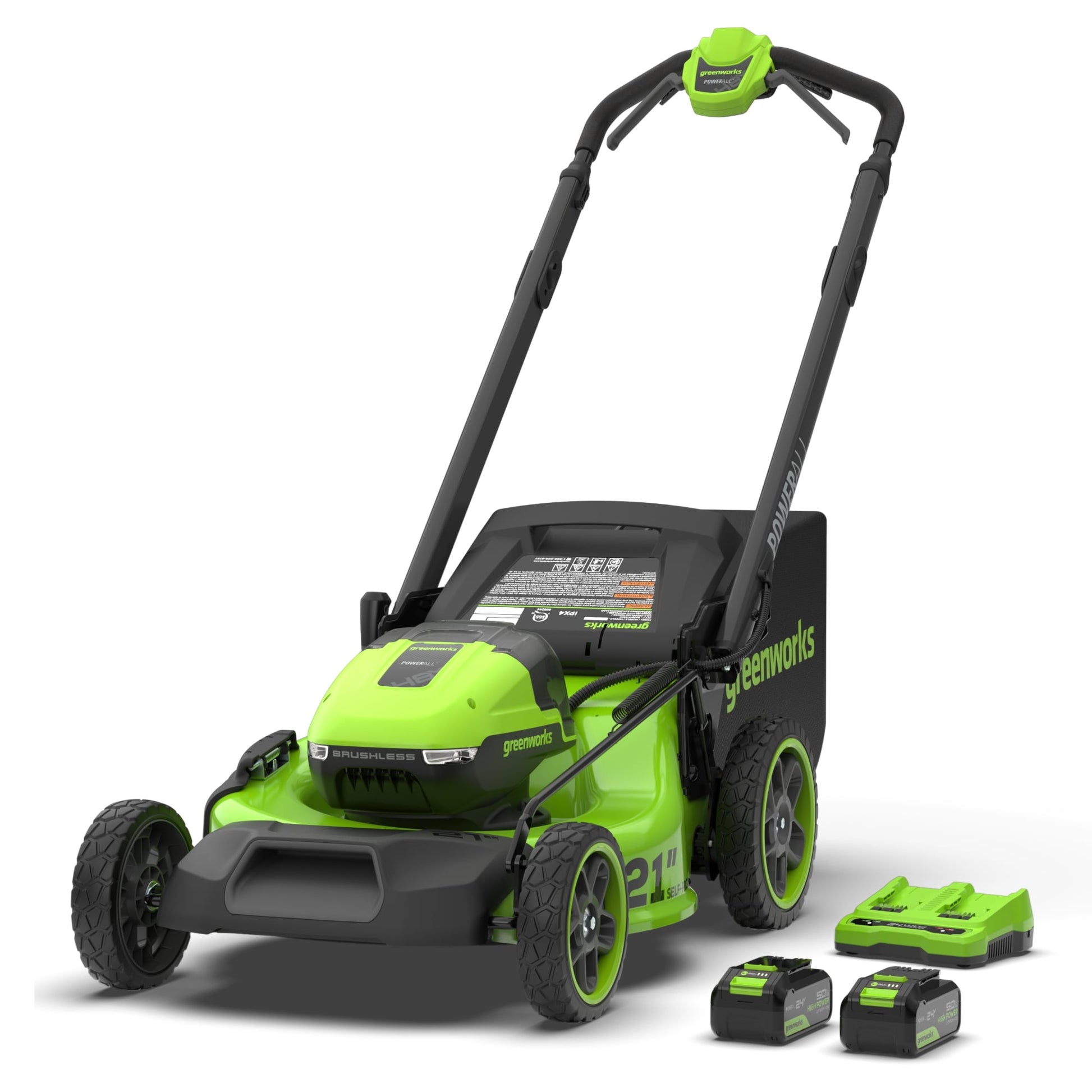 Greenworks 24-volt, 21-in Self Propelled Battery Walk Mower with (2) 5 Ah BatteriesÂ & Charger Included