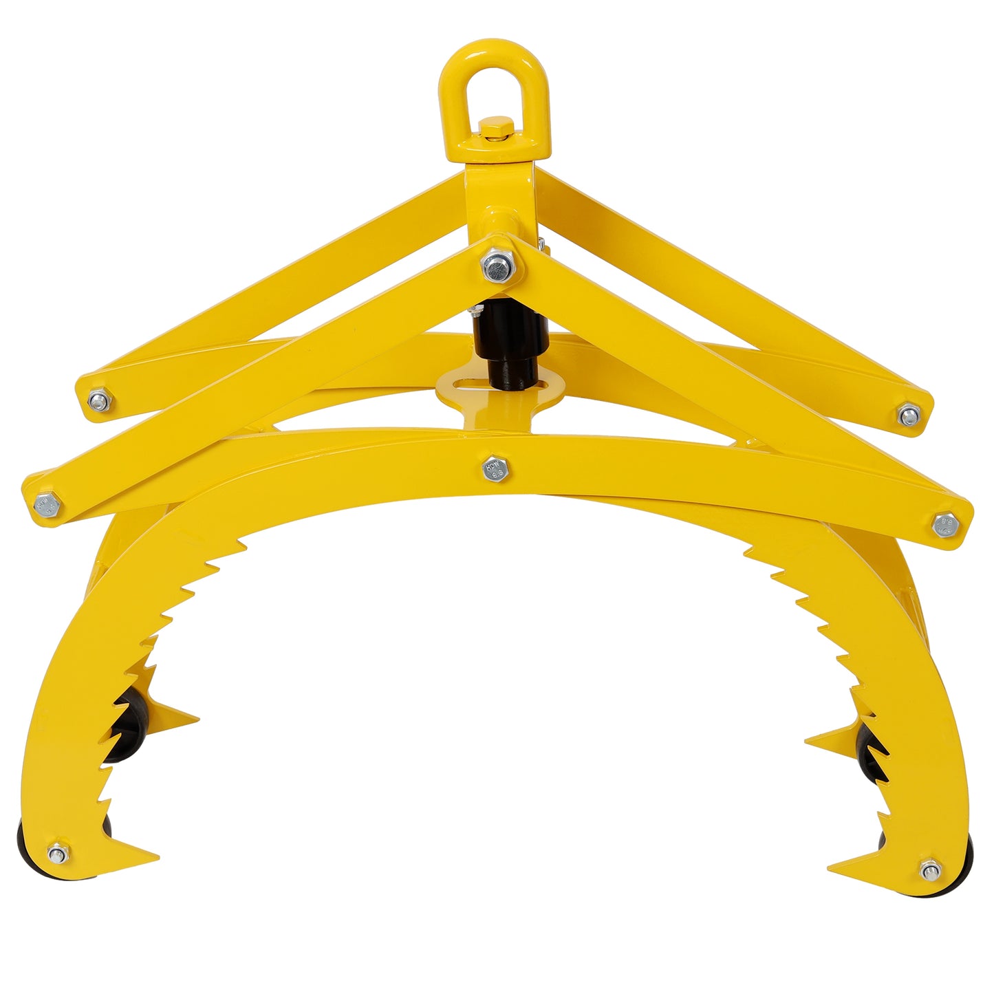 Tatayosi Automatic Grip and Release Log Tongs 360 Degrees Swivel Lifting Tongs with 4 Claws 21 Open 3300 LBS Load Capacity Fit For Forklift ATV Tractor and so on Yellow Color