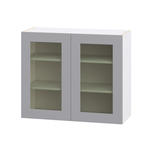 Hugo&Borg Beaumont 36-in W x 30-in H x 14-in D Slate Gray Wall Fully assembled Cabinet Glass Panel