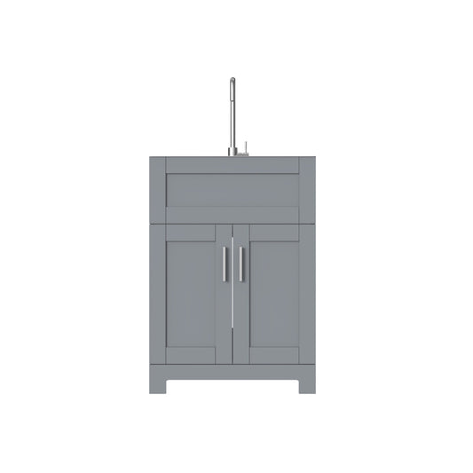 Royal Guard 24-in Gray Single Sink Bathroom Vanity with Gray Stainless Steel Top (Faucet Included)