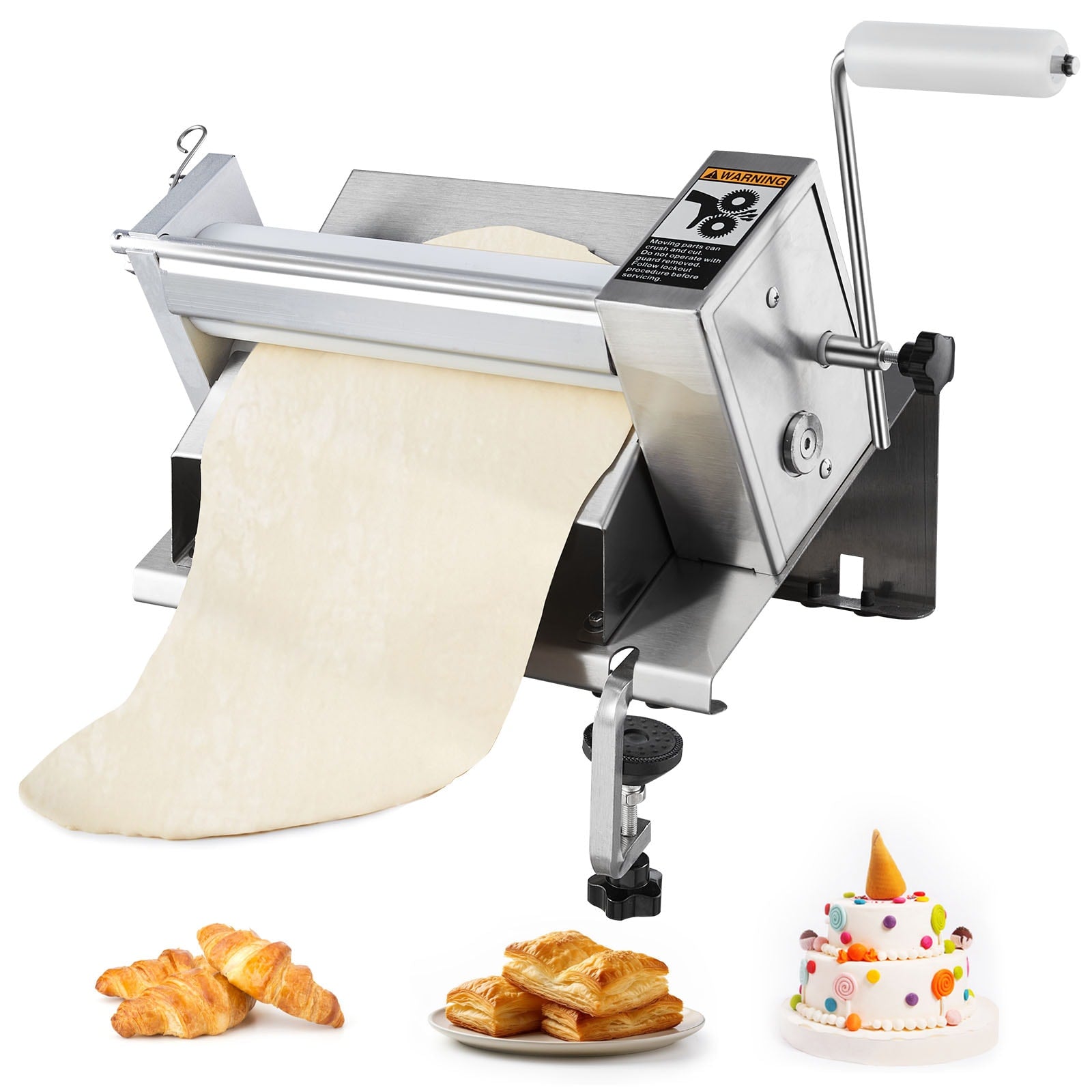 VEVOR Manual Dough Sheeter Machine  Puff Pastry Sheeter and Fondant Roller  Removable Handle  Panel  Roller for Easy Cleaning  Max 1/2 inch Adjustable Thickness  for Home or Small Commercial Kitchens