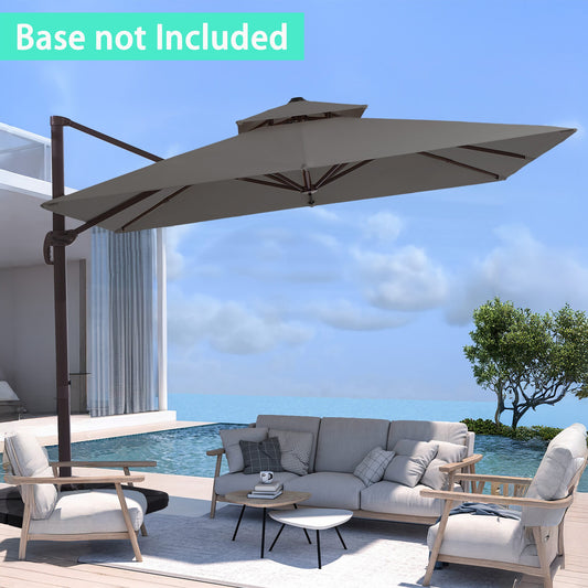 JEAREY 11-ft Aluminum Gray Crank Cantilever Patio Umbrella
