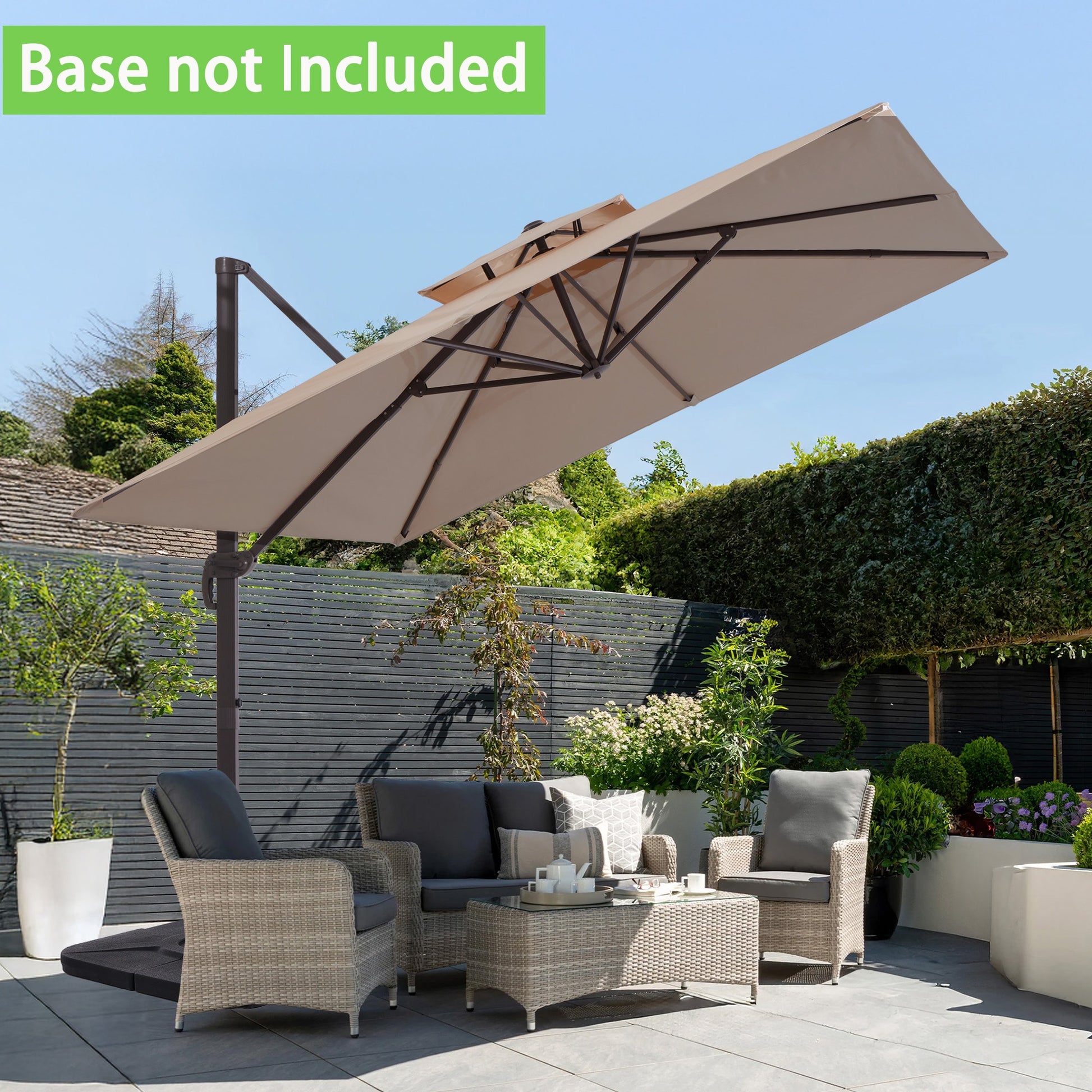 JEAREY 11-ft Aluminum Beige Crank Cantilever Patio Umbrella