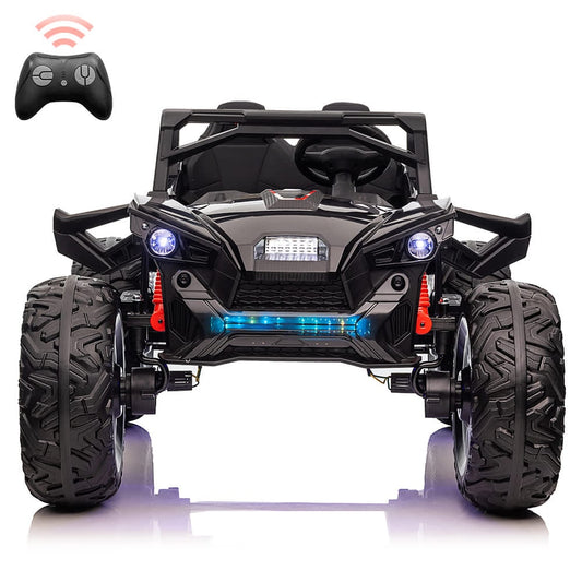 Qeetex 24V 2 Seater Kids Ride On UTV with Remote Control 4WD Electric Car Black