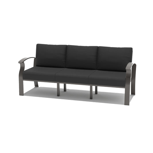 ALAULM Aluminum Conversation Sofa Set of 3 Brownish Black Aluminum Frame Stationary Conversation Chair with Black Solid Seat