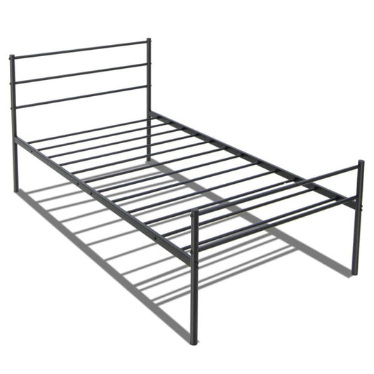 Clihome Twin Black Metal Storage Bed Frame with Headboard