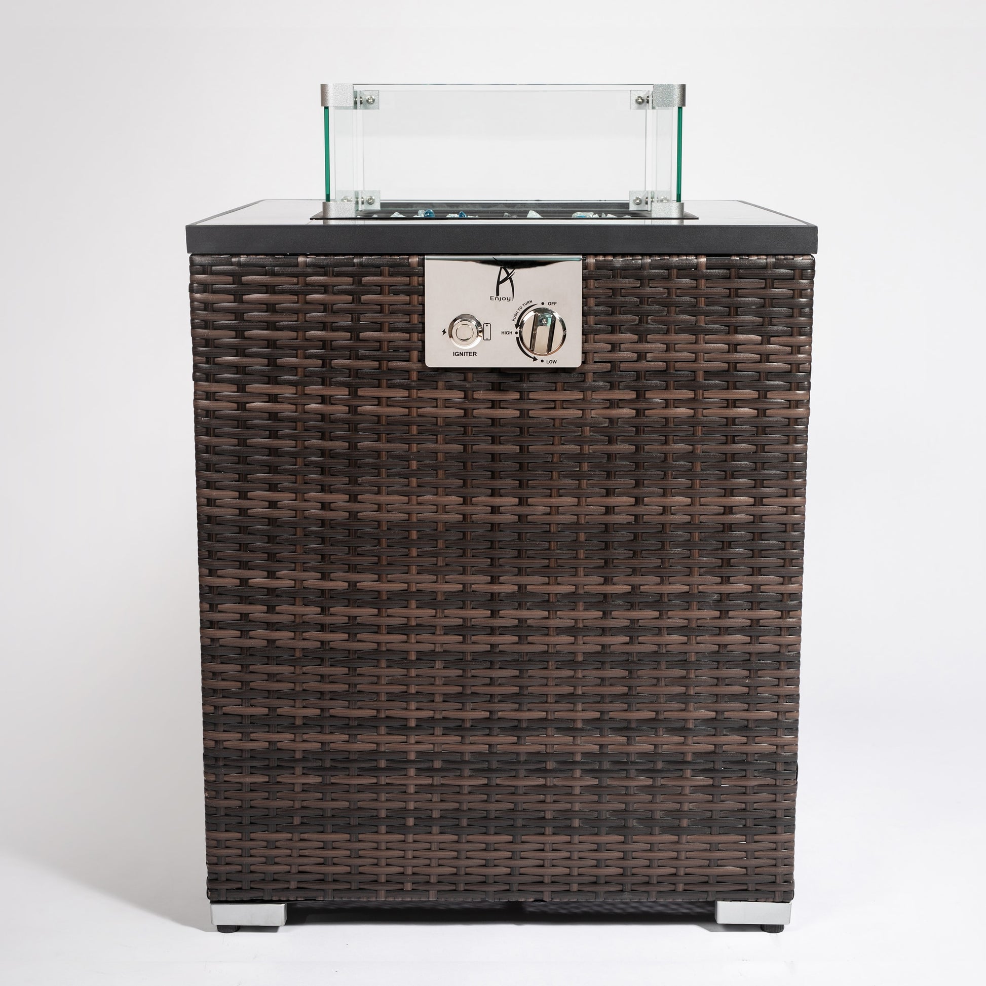 Bybafun 23.6-in W 50000 Maximum BTUs Wicker Square Liquid propane Fire pit