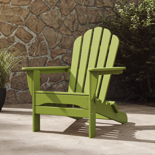 Trex Outdoor Furniture Monterey Bay Lime HDPE Frame Stationary Adirondack Chair with Slat Seat