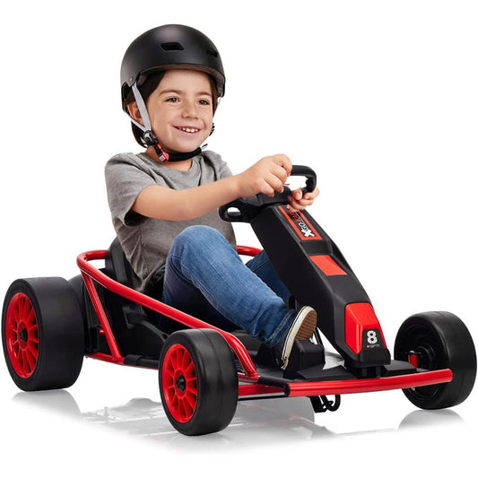 Qeetex 24V Electric Ride On Go Kart for Kids 8 MPH Drifting Racing Car for Kids 8 Plus Years Red