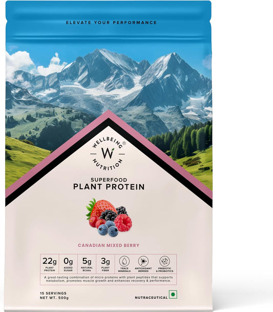 WELLBEING NUTRITION Organic Vegan Plant Protein Isolate Powder | 22g Protein, 5g BCAA
