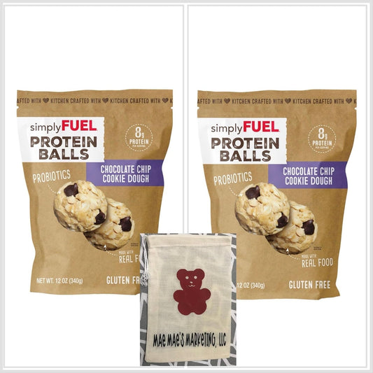 (2 Pack) Simply Fuel Chocolate Chip Cookie Dough Protein Balls, 12 oz. - Mae Mae's Marketing, LLC Bundle