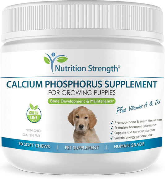 Nutrition Strength Calcium Phosphorus for Dogs Supplement, Provide Calcium for Puppies, Promote Healthy Dog Bones and Puppy Growth Rate, Dog Bone Supplement, 90 Soft Chews