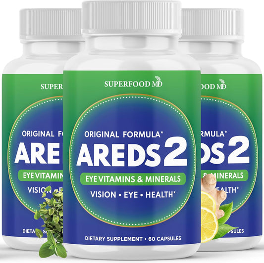 AREDS 2 Eye Vitamin & Mineral Supplement, Contains Lutein, Vitamin C, Zeaxanthin, Zinc & Vitamin E with Added Copper - 180 Count