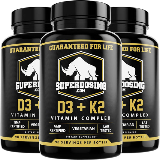 Best Value, Max Strength 10,000 iu Vitamin D3 and 1500 mcg Vitamin K2 Supplements 3 Bottle Pack. D3K2 Vitamins and Supplements for The Health. D3-K2 MK4 Capsules, Best K2D3 Vitamin for Immune System