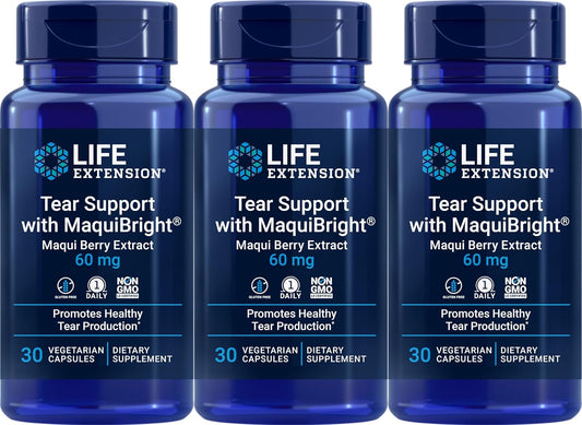 Life Extension Tear Support with MaquiBright 60 mg, 30 Vegetarian Capsules (Pack of 3)