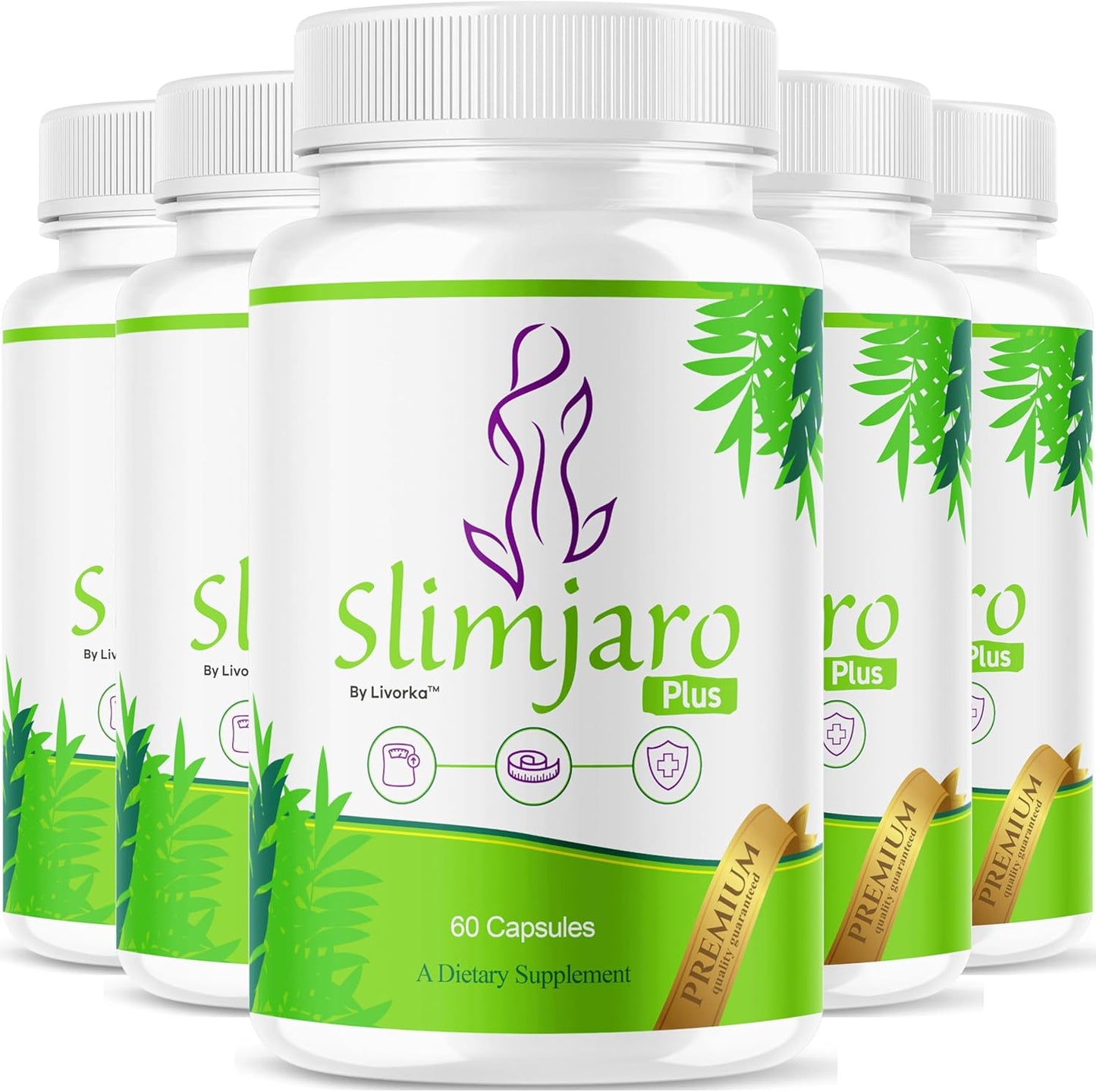 (5 Pack) SlimJaro Plus Pills - Official SlimJaro Plus Advanced Formula, Slim Jaro Plus Supplement Capsules All Natural Ingredients for Health & Wellness Support Reviews, 300 Capsules for 5 Months