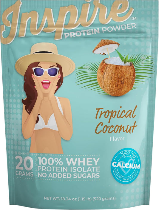 Inspire Tropical Coconut 20g Whey Protein Isolate Powder with Calcium