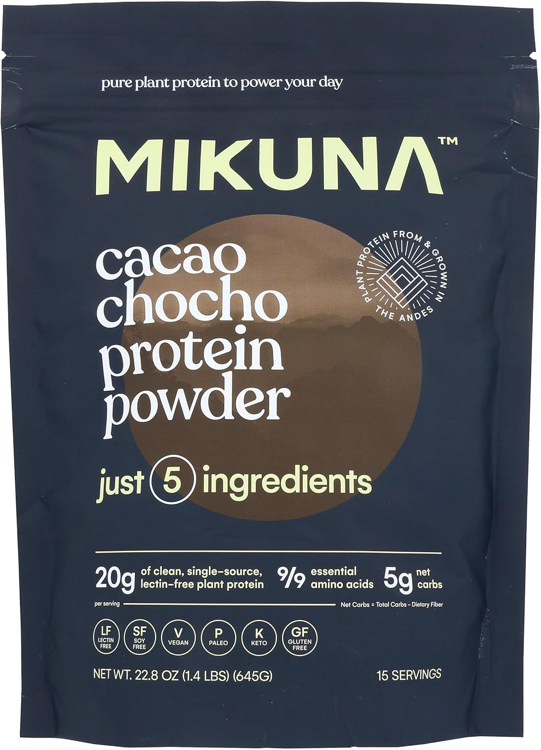 Mikuna Cacao Chocho Protein Powder, Vegan, Keto & Paleo Friendly, Gluten Free & Non-GMO, 22.8 Ounce (Pack of 1)
