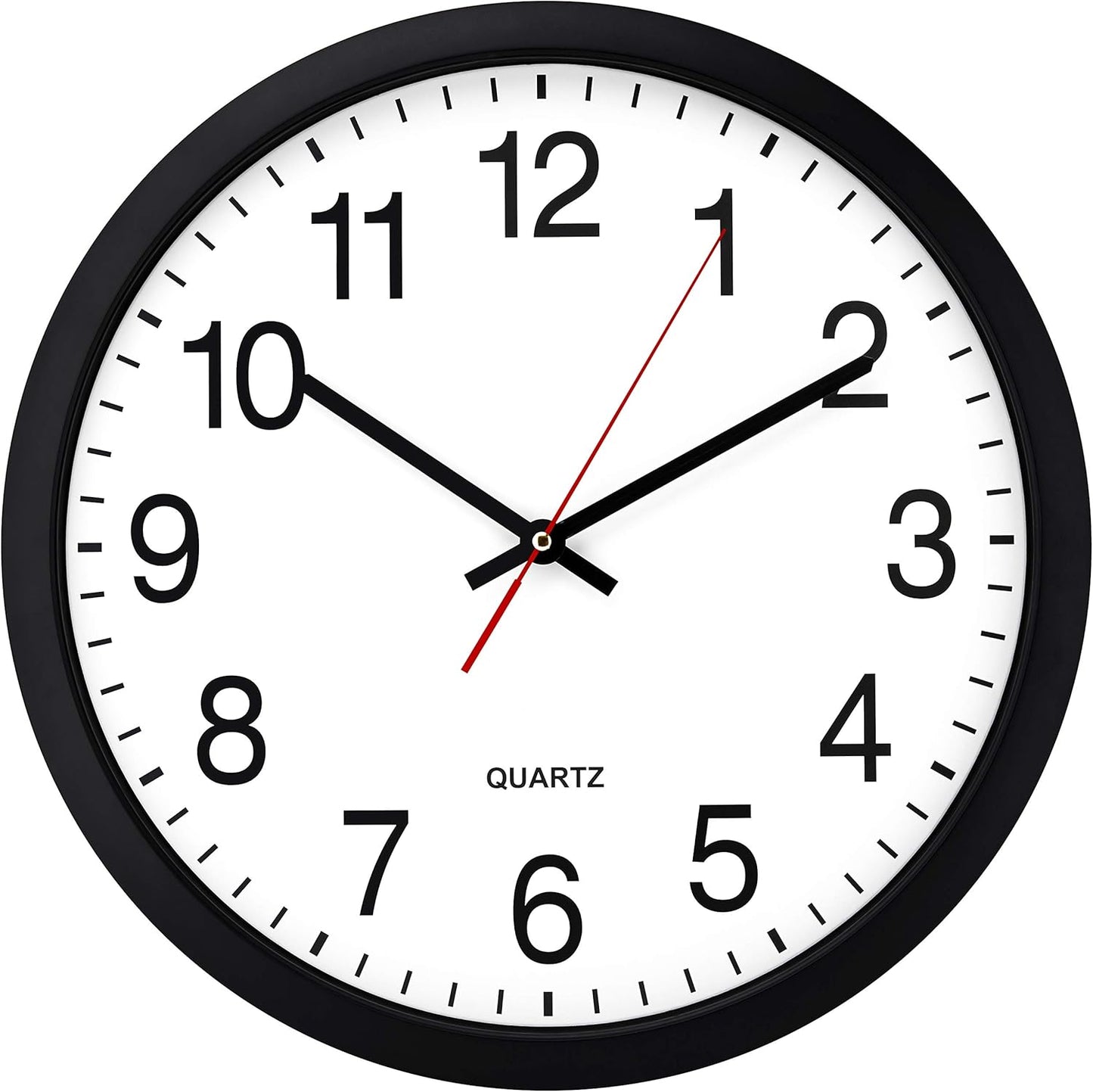 Bernhard Products Black Wall Clock, Silent Non Ticking - 16 Inch Extra Large Quality Quartz Battery Operated Round Easy to Read Home\/Office\/Business\/Kitchen\/Classroom\/School Clocks