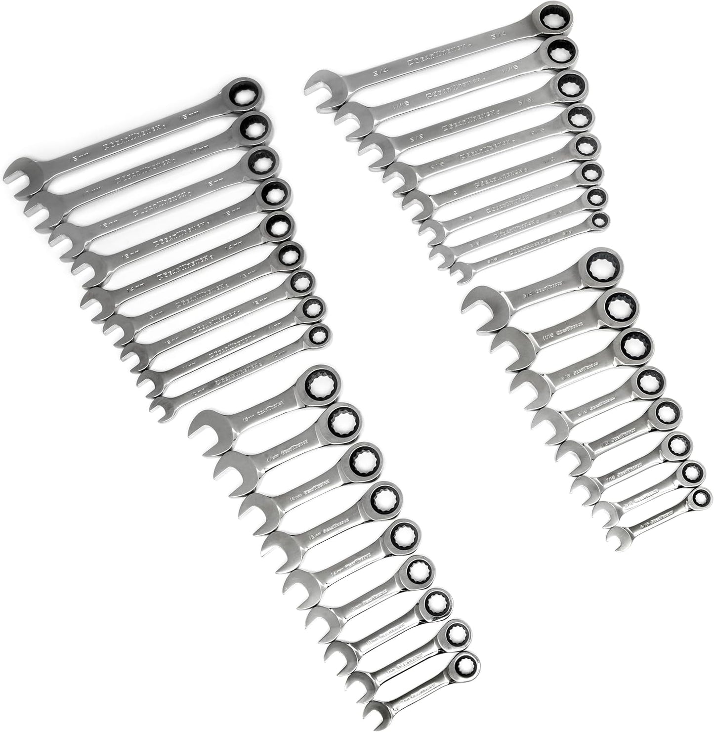 GEARWRENCH 34 Pc. Standard & Stubby Ratcheting Wrench Set, SAE & Metric - 85034