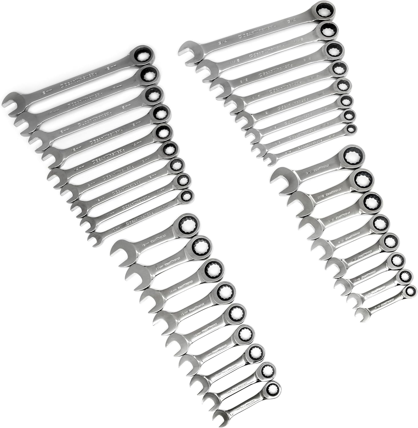 GEARWRENCH 34 Pc. Standard & Stubby Ratcheting Wrench Set, SAE & Metric - 85034