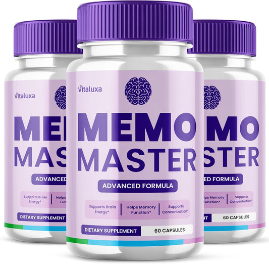 (3 Pack) Memo Master Capsules, MemoMaster Memory Pills Brain Supplement for Clarity Focus Support, Memo Mastery Premium Vitamin Blend Memory Loss Sharp Recall Advanced Formula Max Strength (180 Ct)