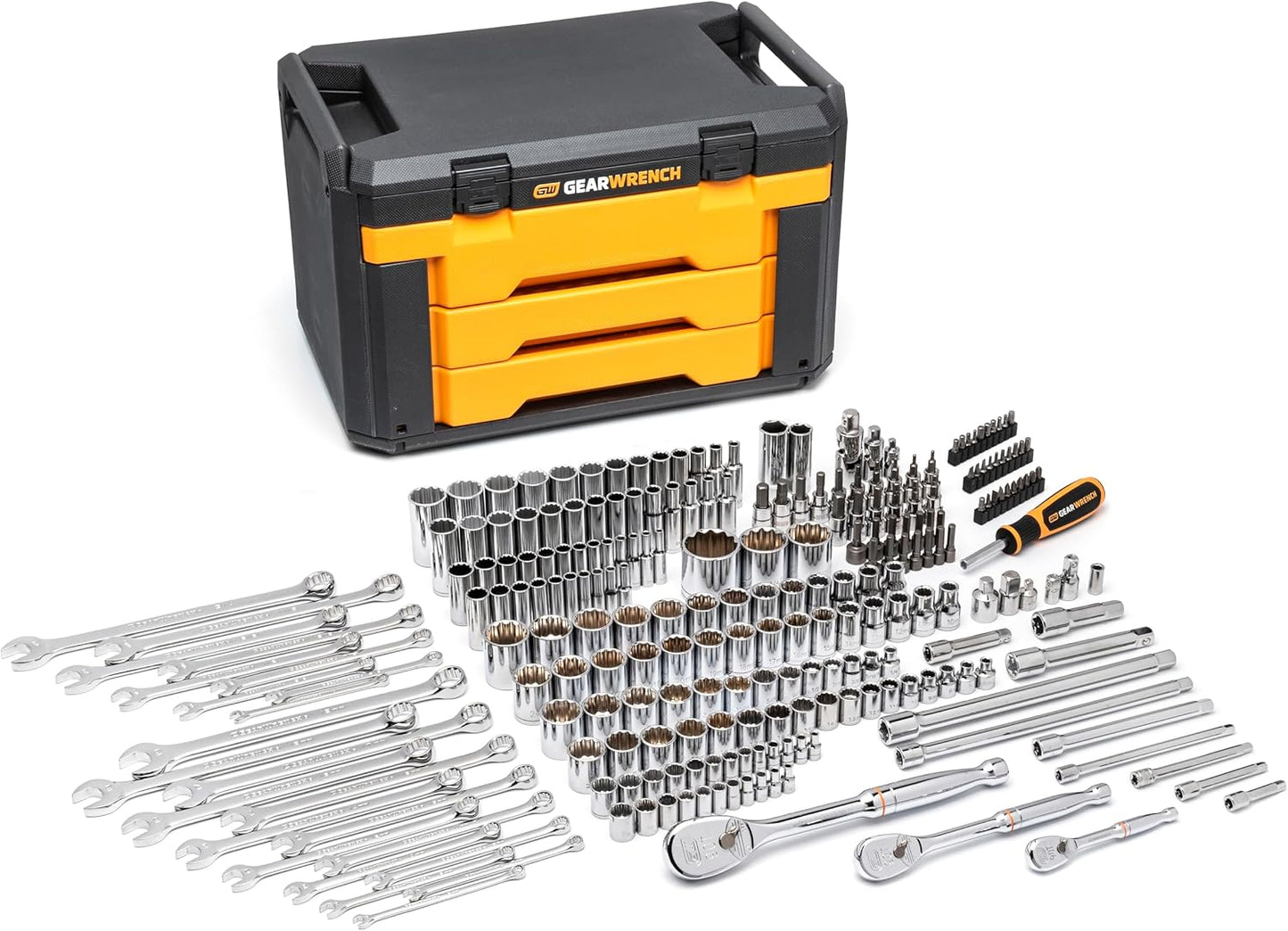 GEARWRENCH 243 Pc. 12 Pt. Mechanics Tool Set in 3 Drawer Storage Box - 80972