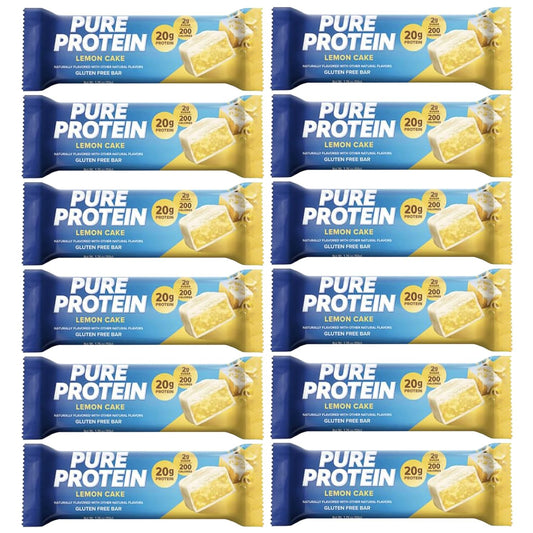 Pure Protein Bars, High Protein, Nutritious Snacks to Support Energy, Low Sugar, 1.75 oz 12 Count Lemon Cake
