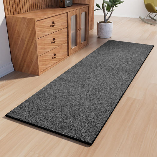 AREDO Runner Rug with Non Slip Rubber Backing, Washable Soft Floor Carpet for Kitchen, Hallway, Entryway Indoor, Bedroom, Laundry, Low Pile Area Rugs, Solid color with Pointillism style, 2*6 ft BLACK