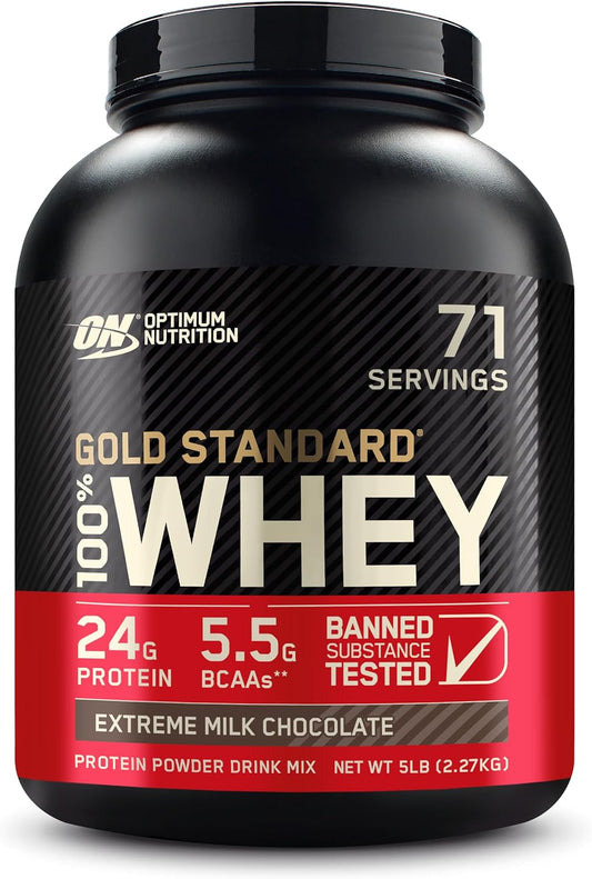 Optimum Nutrition Gold Standard 100% Whey Protein Powder, Extreme Milk Chocolate, 5 Pound (Packaging May Vary)