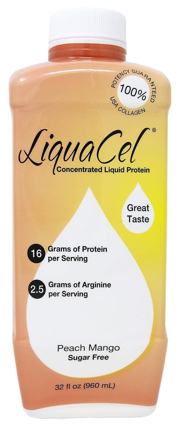 Liquacel Liquid Protein Sugar Free Peach Mango 1 X 32oz Bottle, Set of 2