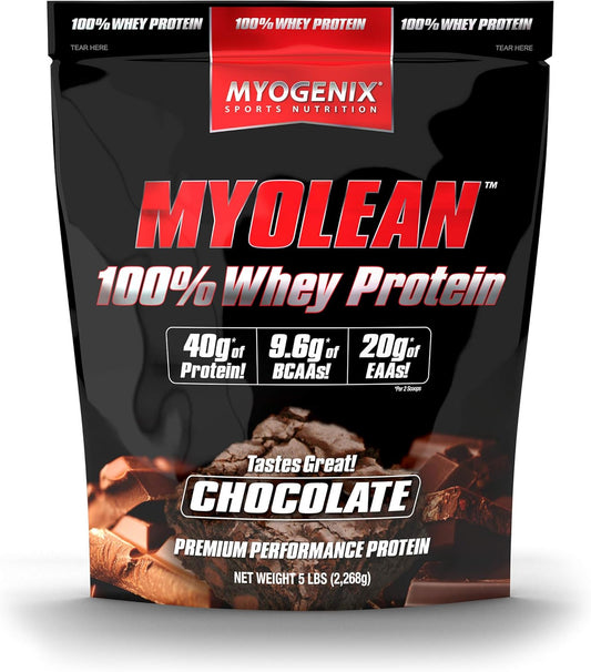 Myogenix Myolean \u2013 100% Whey Protein Powder \u2013 40g Protein per Serving \u2013 Low Carb \u2013 Ideal for Smoothies, Meal Replacement Shakes, Pre Workout & Post Workout Shakes \u2013 Chocolate (5lbs)