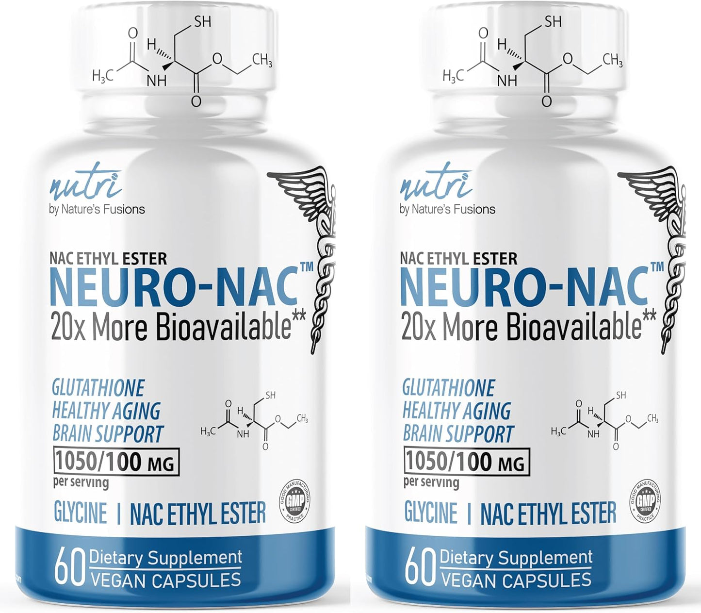 Nature's Fusions Neuro NAC Supplement N-Acetyl Cysteine Ethyl Ester (Pack of 2)- 20x More Bioavailable Than NAC 600 mg - Boost Glutathione 10x More Than Liposomal Glutathione - 120 Capsules