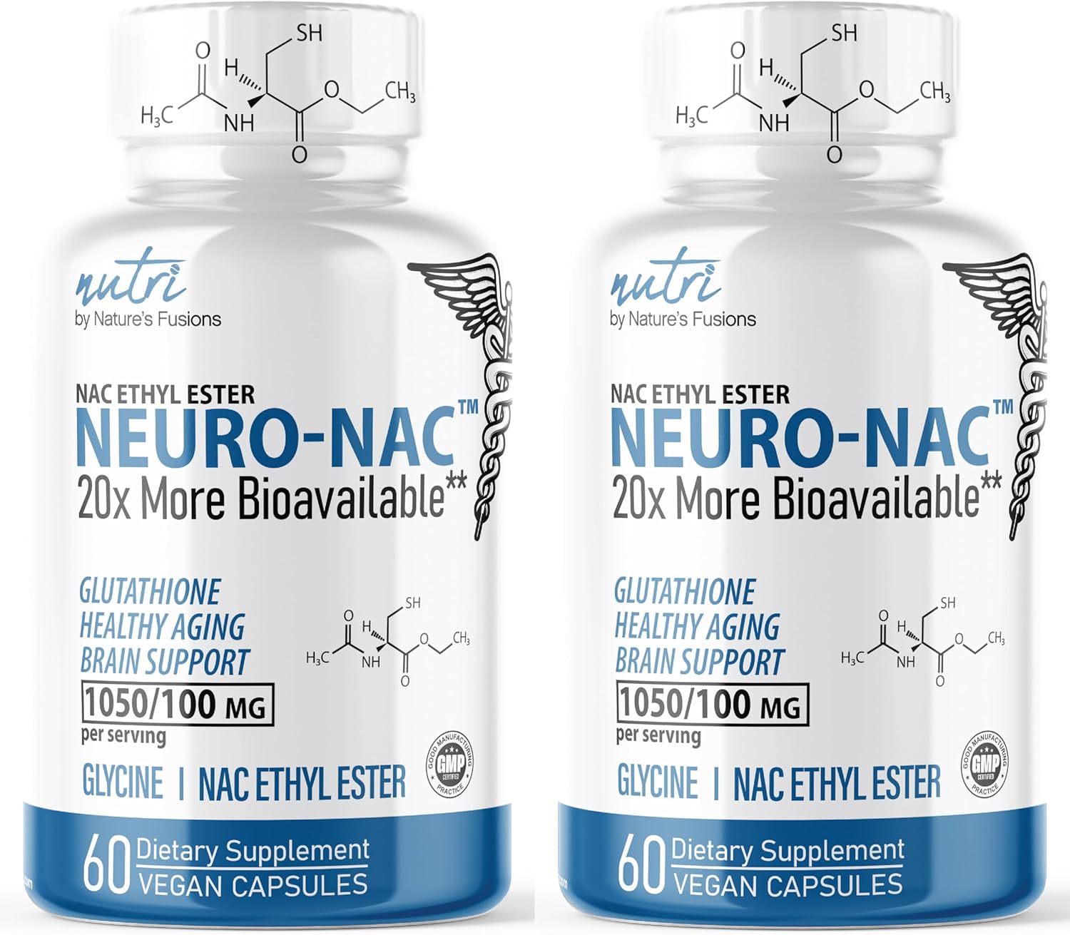 Nature's Fusions Neuro NAC Supplement N-Acetyl Cysteine Ethyl Ester (Pack of 2)- 20x More Bioavailable Than NAC 600 mg - Boost Glutathione 10x More Than Liposomal Glutathione - 120 Capsules