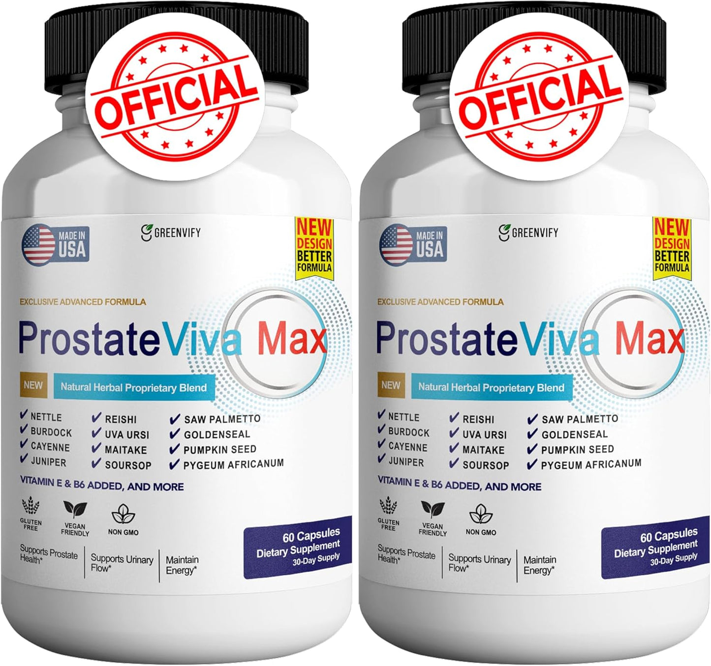 GREENVIFY ProstateViva Max Supplements for Men Capsules, Health Supplements - Maximum Strength, All Natural to Support Normal & Healthy Function (120 Capsules)