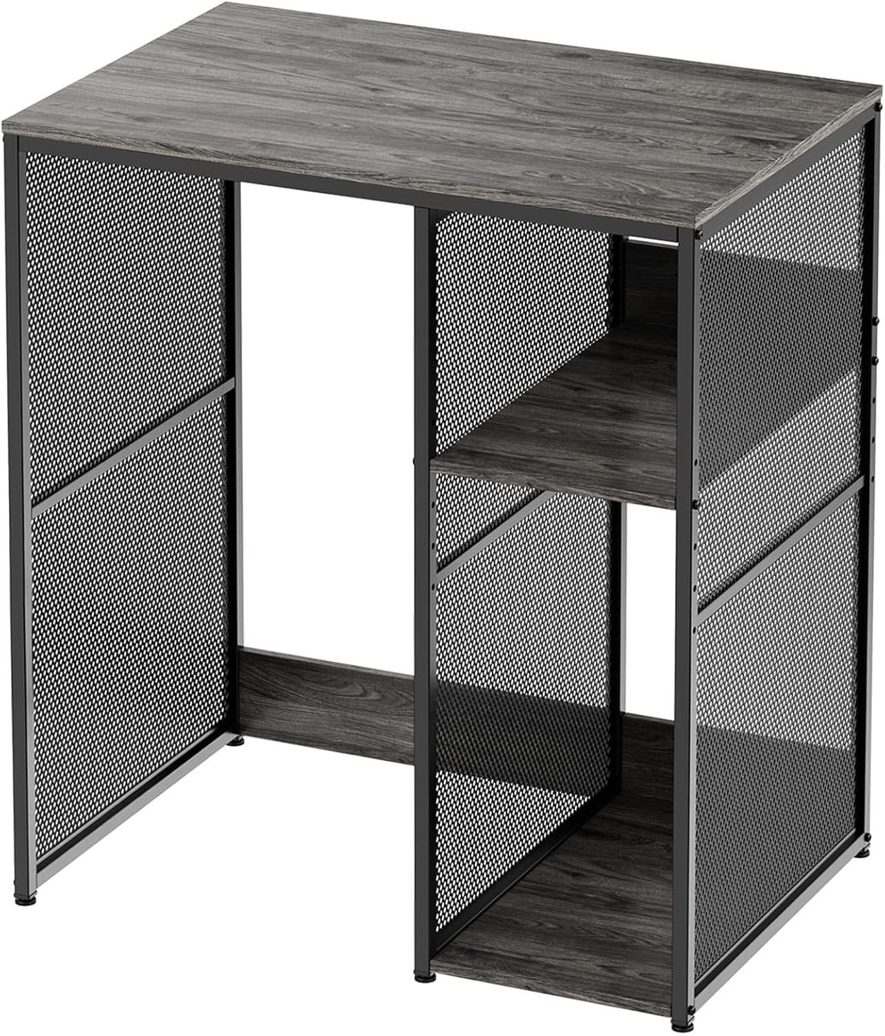 KirKical 3-Tier Coffee Bar Cabinet with Mini Fridge Space, Heavy-Duty Rustic Grey Microwave Stand Baker Rack, Utility Storage Organizer Shelf for Home Kitchen Dorm, Slate Grey