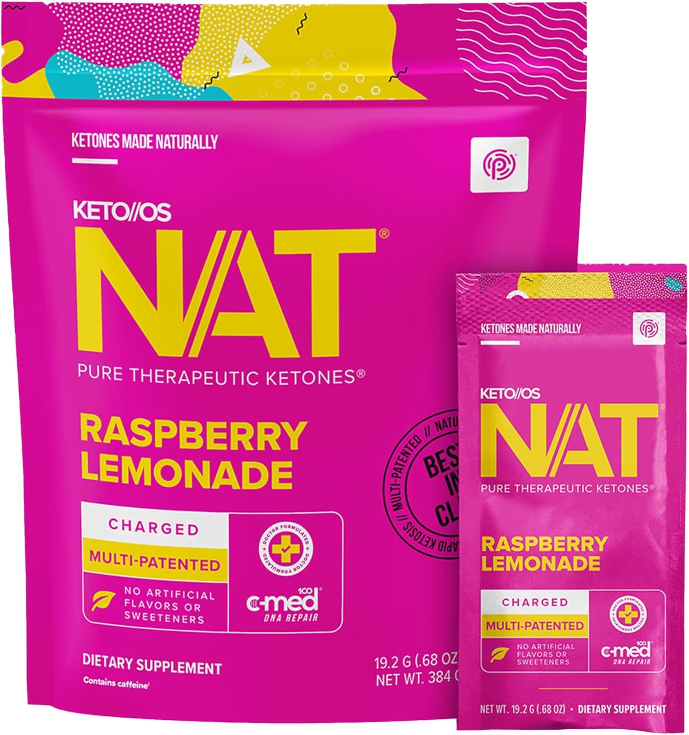 Keto//OS NAT® Raspberry Lemonade – Charged - Supplement for Men and Women (20 Count)
