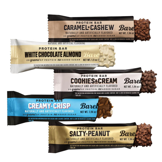 Barebell Protein Bar | 10 pack| Cookies & Cream, Creamy Crisp, Salty Peanut, Caramel Cashew, Salty Peanut, White Chocolate Almond. 1.9oz Bars - Protein Snacks with 20g of High Protein bundled by OMNICOAST GOODS, OCG