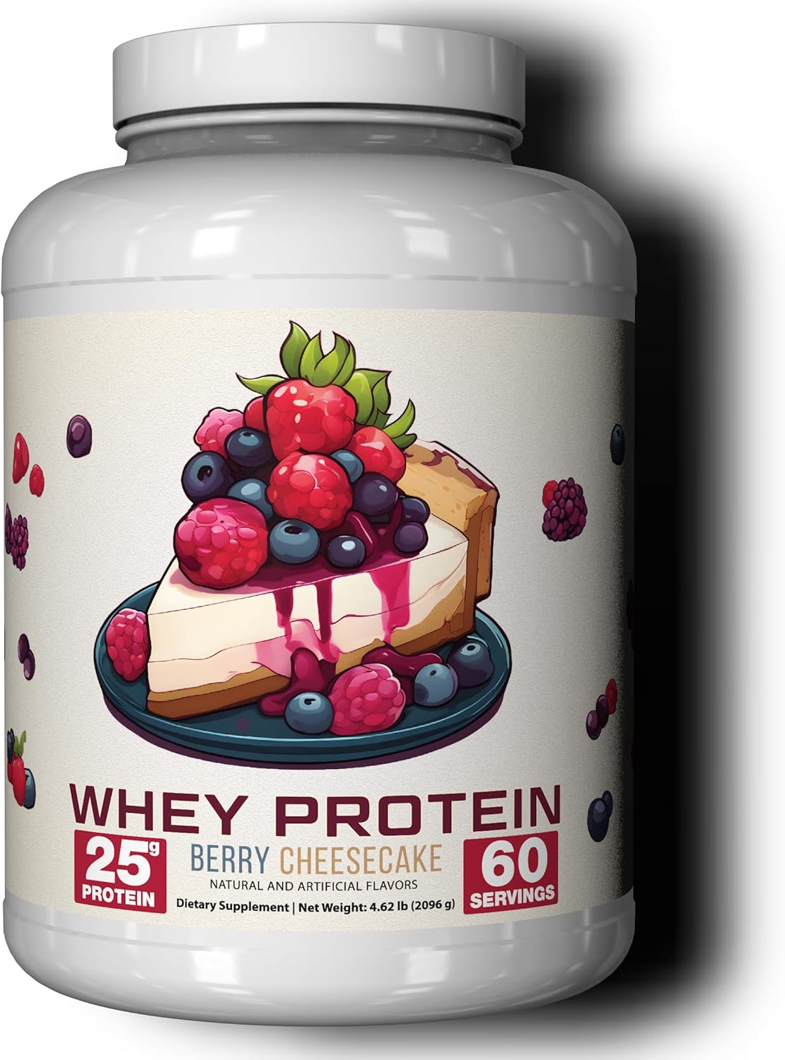 Protein Powder, Berry Cheesecake, 25 G Whey Protein per Scoop, Low Lactose, High Protein for Men and Women with Active Lifestyles, Perfect for Shakes, Smoothies, and Recipes, 60 Servings