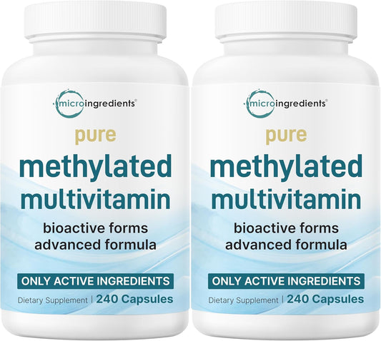 Micro Ingredients 2 Pack Pure Methylated Multivitamin, 480 Capsules | 19-in-1 Formula with Vitamins C, D, B12, Folate, Magnesium, Zinc, & More | Supports Daily Wellness & Immune Health | Filler Free