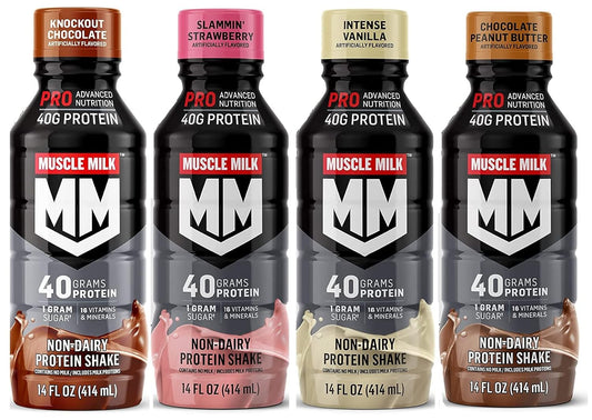 Muscle Milk Pro Series Protein Shake, 4 Flavor Variety, 40g Protein, 14 Fl Oz (Pack of 12)