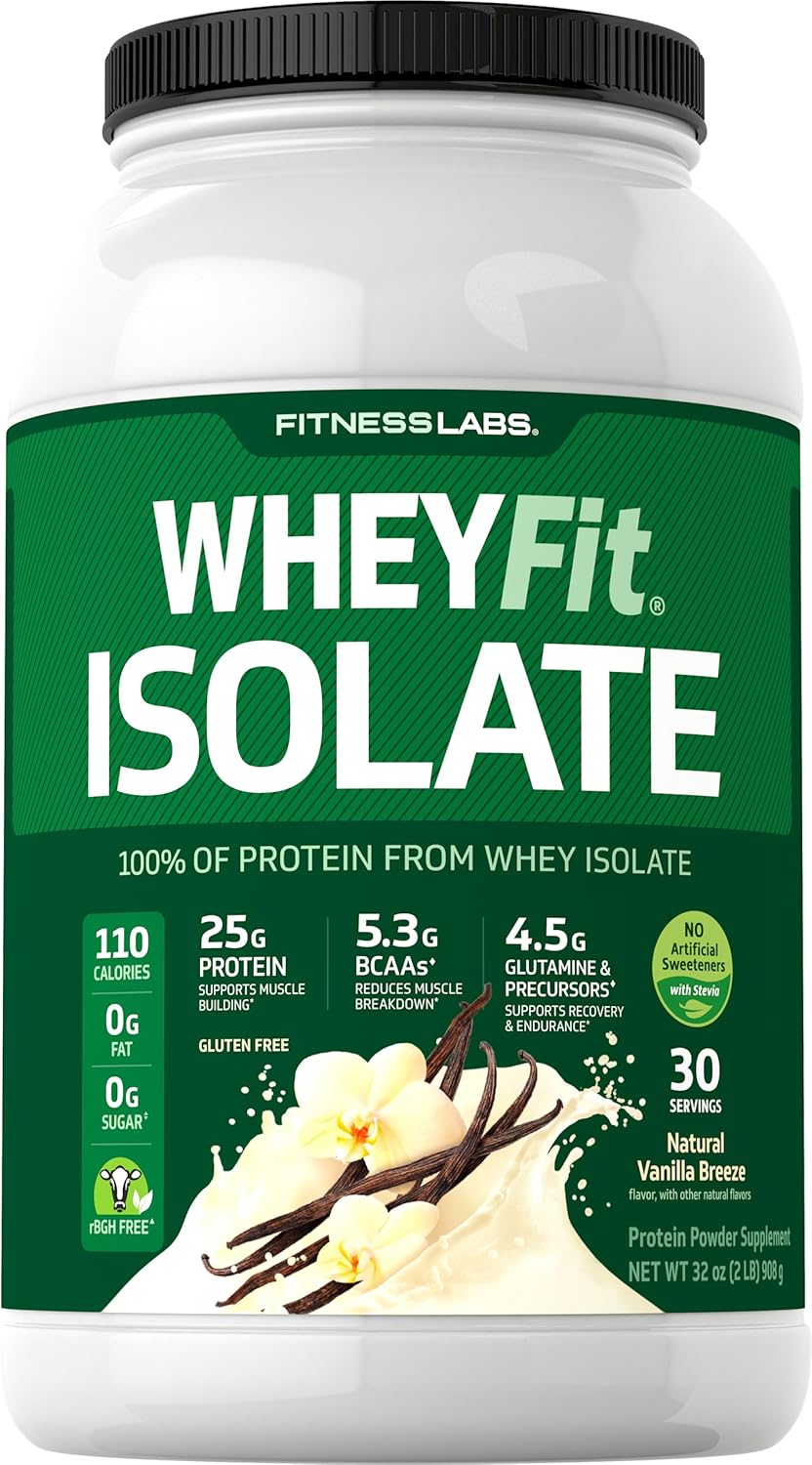 Fitness Labs WheyFit Isolate - 100% Whey Protein Isolate (2 Pounds, Natural Vanilla)