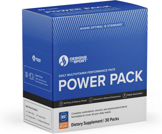 Vitamin Packs - NSF Certified for Sport Power Pack with Daily Multivitamin, Fish Oil Omega-3, Magnesium Glycinate & Vitamin D3 + K - Athlete's Supplement Stack (30 Packets)