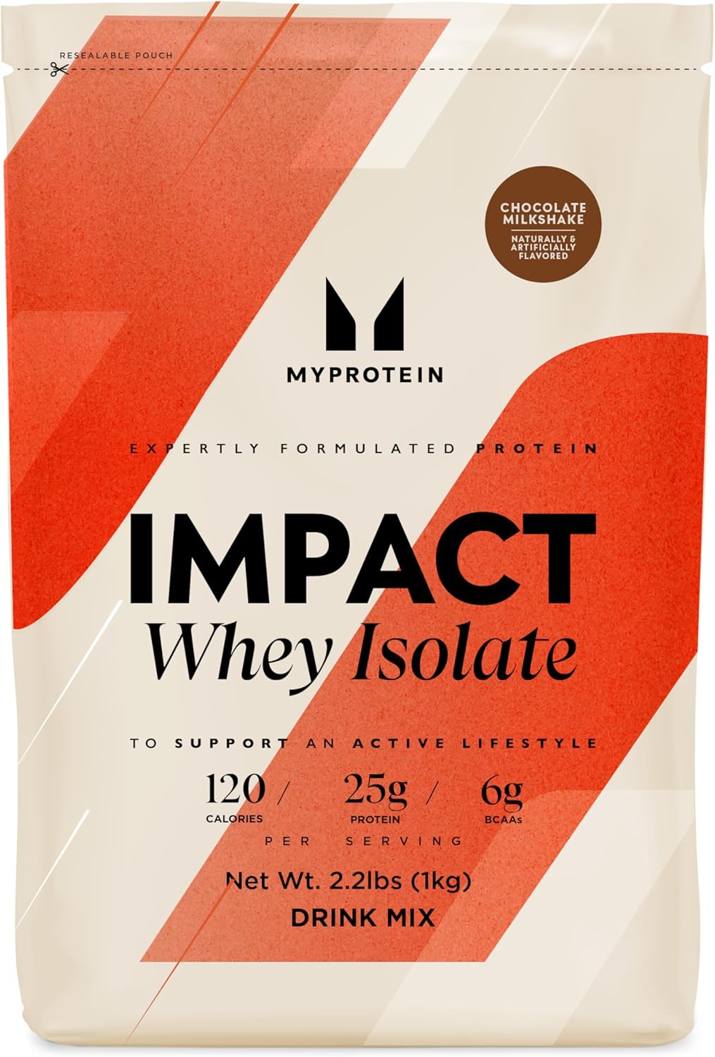 Myprotein Impact Whey Protein Isolate, 2.2 Lbs (31 Servings) Chocolate Milkshake, 25g Protein, 3.5g Glutamine & 6g BCAA Per Serving, Shake for Muscle Strength & Recovery
