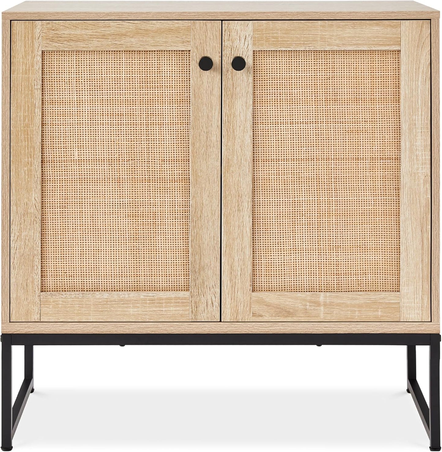 Best Choice Products 2-Door Rattan Storage Cabinet, Accent Furniture, Multifunctional Cupboard for Living Room, Hallway, Kitchen, Sideboard, Buffet Table w\/Non-Scratch Foot Pads - Natural
