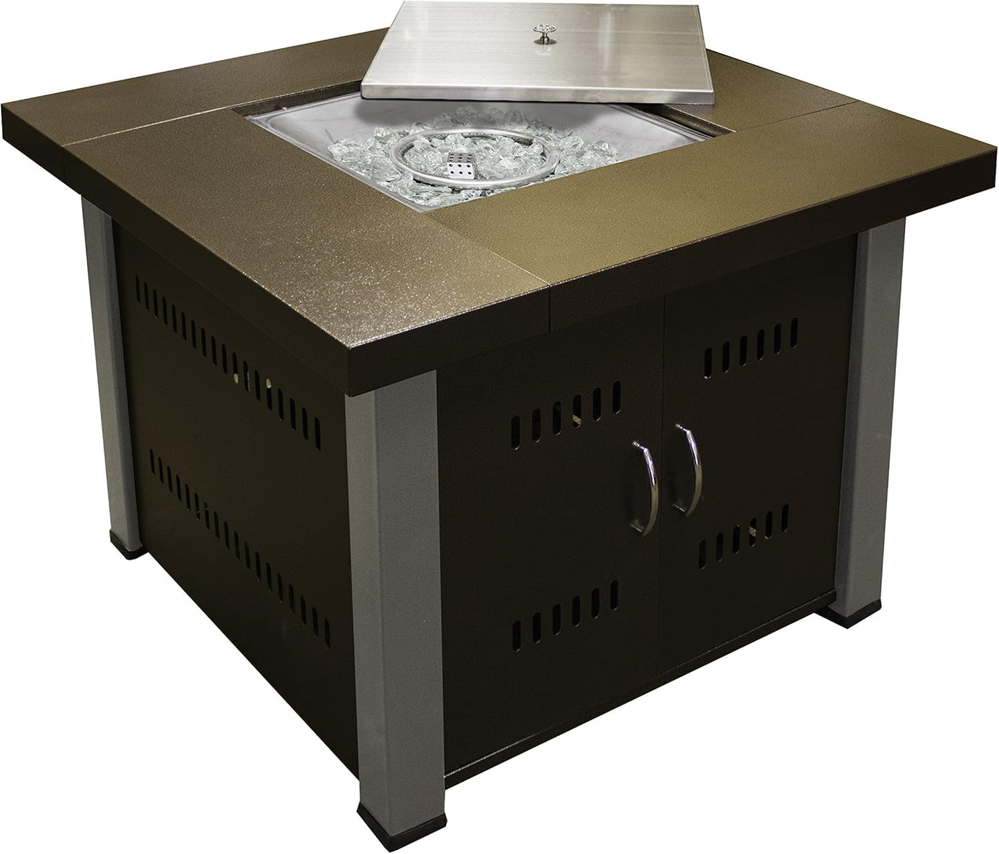 AZ PATIO 38'' Outdoor Propane Gas Fire Pit Table with Clear Fireglass, CSA certification, Two Tone Finish