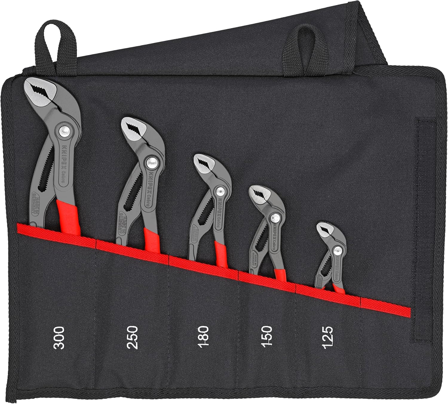 KNIPEX 5 Pc Pliers Cobra Set In Tool Roll, Black