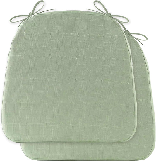 Battilo Chair Cushions for Dining Chairs with Ties, Indoor\/Outdoor Kitchen Chair Pad with Non-Slip Backing, Dining Seat Cushion with Machine Washable Removable Cover, 16"x16"x2", Set of 2, Sage Green