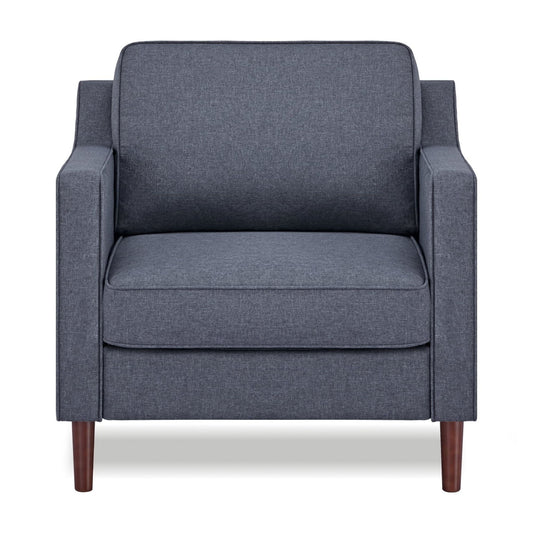 A&D Home Sedona Dark Gray Faux Linen Modern Accent Chair, Upholstered Contemporary Lounge Armchair