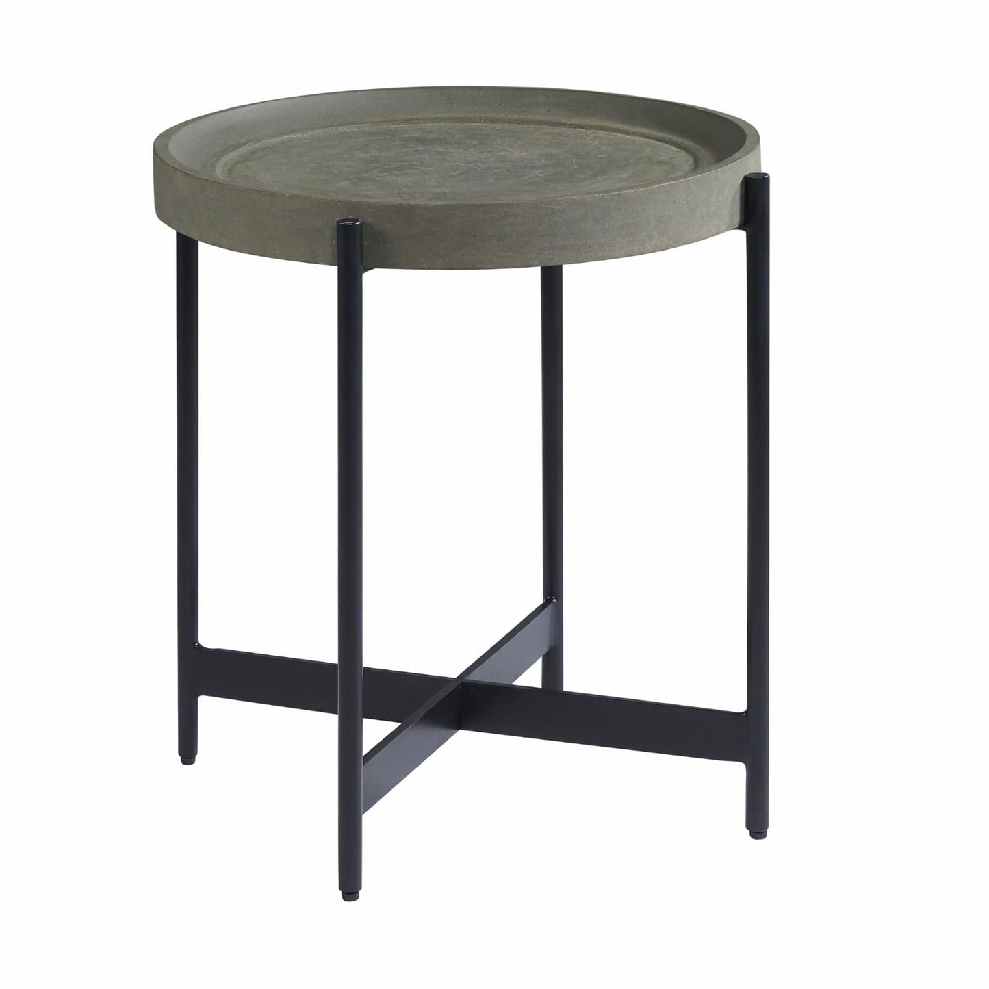 Alaterre Furniture Brookline Industrial Round Metal End Table, Gray/Black